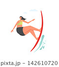 Girl surfing the wave, vector flat style design illustration 142610720