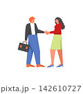 Bank manager and customer handshaking, vector flat isolated illustration 142610727