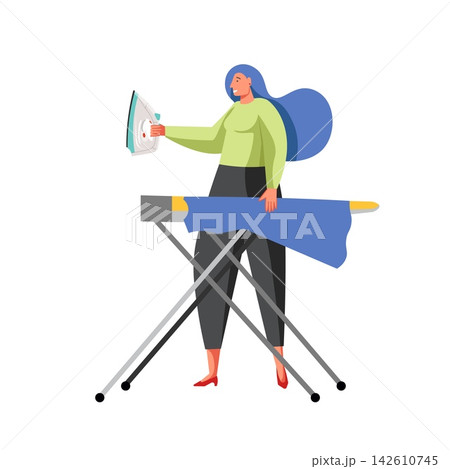 Ironing, cleaning company service, vector flat isolated illustration 142610745