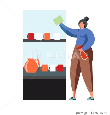 Commercial cleaning services, vector flat isolated illustration Commercial cleaning services, vector flat isolated illustration 142610749