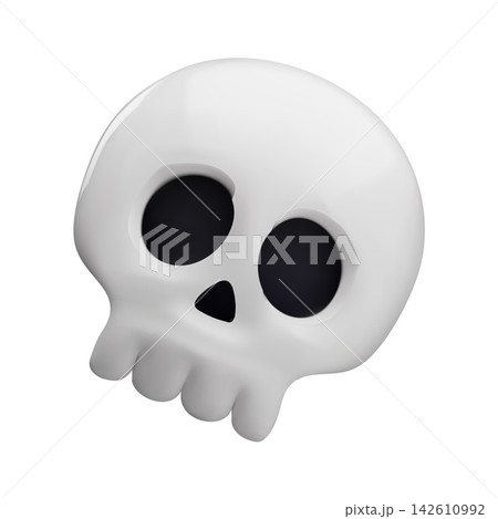 Human skull 3D vector icon, realistic scull braincase bones, cartoon Halloween party, Witch sign, esoteric and occult Human skull 3D vector icon, realistic scull braincase bones, cartoon Halloween party, Witch sign, esoteric and occult 142610992