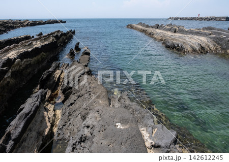 真夏の三浦半島城ヶ島 海岸 の 磯と海の風景 真夏の三浦半島城ヶ島 海岸 の 磯と海の風景 142612245