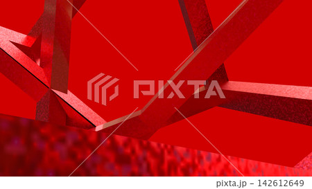 Vibrant Red Geometric Beams in an Abstract 3D Composition Vibrant Red Geometric Beams in an Abstract 3D Composition 142612649