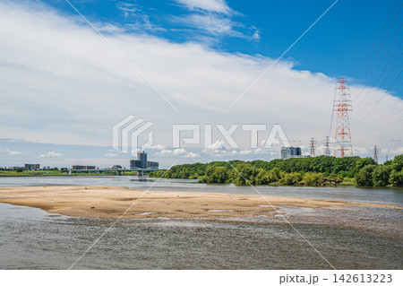 夏の淀川風景　大阪府枚方市　高槻市　 142613223