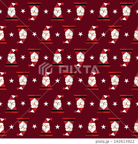 Minimalist geometric Santa Claus seamless pattern modern retro style on red background square template Minimalist geometric Santa Claus seamless pattern modern retro style on red background square template 142613922