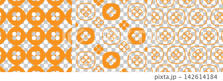 A set of simple, Japanese-style patterns featuring a persimmon viewed from directly above. A set of simple, Japanese-style patterns featuring a persimmon viewed from directly above. 142614184