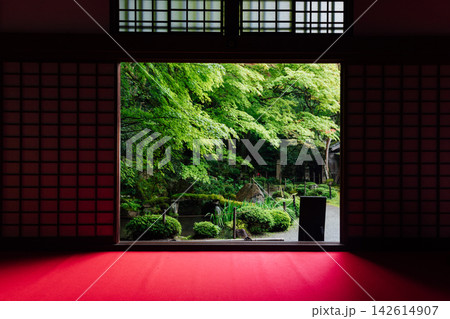 【滋賀県東近江市】金剛輪寺 明壽院 窓から切り取られた風景 【滋賀県東近江市】金剛輪寺 明壽院 窓から切り取られた風景 142614907