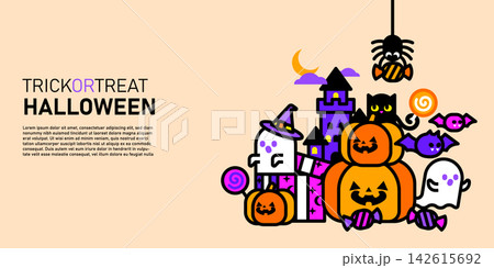 trick or treat halloween celebration banner vector illustration 142615692