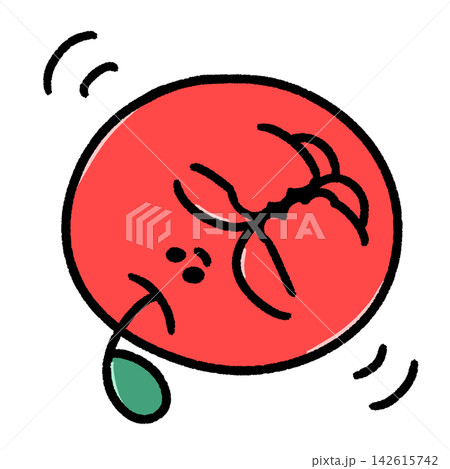 ころころ転がるゆるかわいいりんごのキャラクターイラスト ころころ転がるゆるかわいいりんごのキャラクターイラスト 142615742