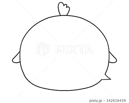 白黒　にわとりの吹き出し 142616439