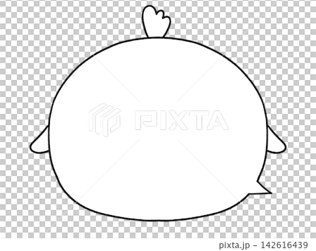 白黒　にわとりの吹き出し 142616439