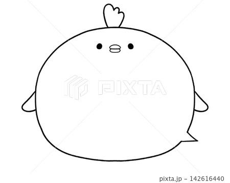 白黒　可愛いにわとりの吹き出し 142616440