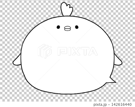 白黒　可愛いにわとりの吹き出し 142616440