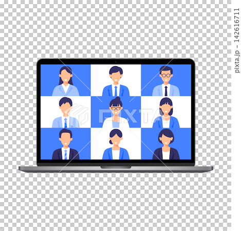 The image of having an online meeting on a laptop. The image of having an online meeting on a laptop. 142616711