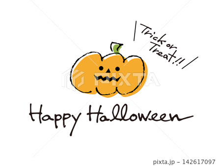 ハロウィンのイラストとタイトル文字 142617097