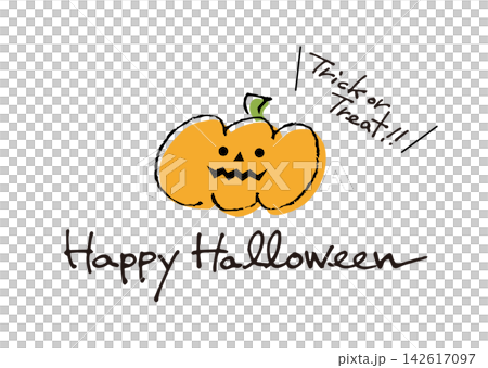 ハロウィンのイラストとタイトル文字 142617097
