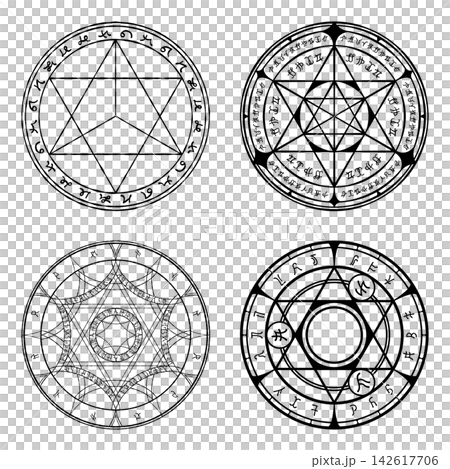 Magic circle illustration set Magic circle illustration set 142617706
