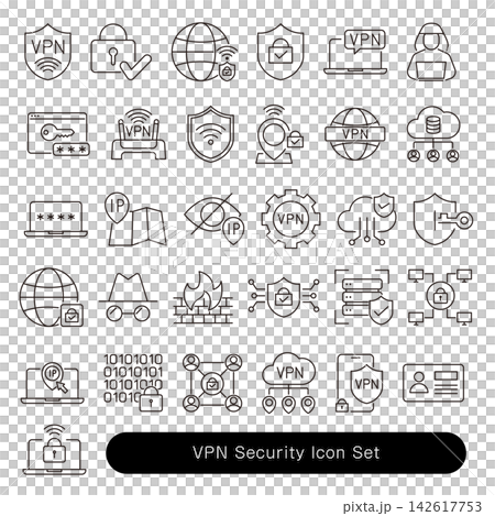 VPN Security Icon Set: Key, Cloud, Web, Encryption, Data Protection Design Elements VPN Security Icon Set: Key, Cloud, Web, Encryption, Data Protection Design Elements 142617753