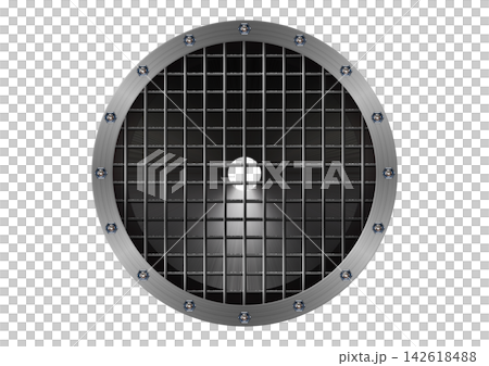 High-quality abstract background with a circular bolted metal frame and wire mesh. High-quality abstract background with a circular bolted metal frame and wire mesh. 142618488