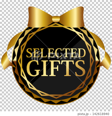 A luxurious, carefully selected gift emblem in black and gold. A luxurious, carefully selected gift emblem in black and gold. 142618940