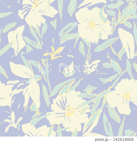 Pastel Abstract Lily Floral seamless pattern design for fashion and home textiles, graphics and backgrounds 142619008