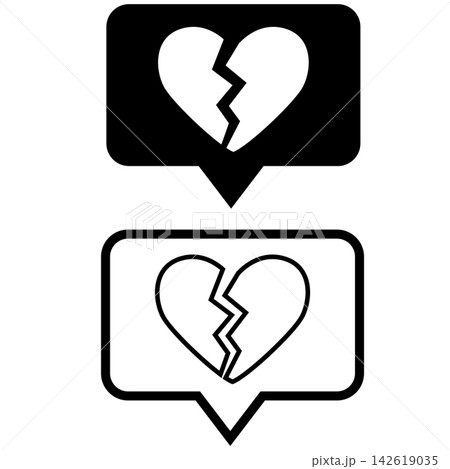 Broken heart social network like icon. Social media hiding like sign. Broken heart symbol. flat style. 142619035