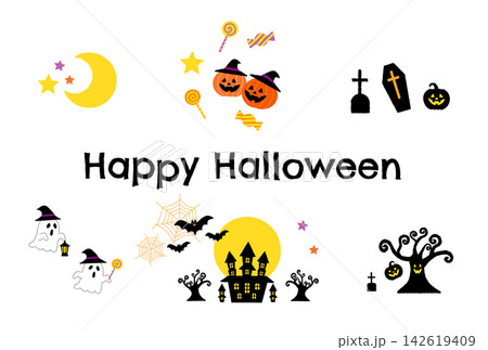 ハロウィンのかわいいベクターイラスト ハロウィンのかわいいベクターイラスト 142619409