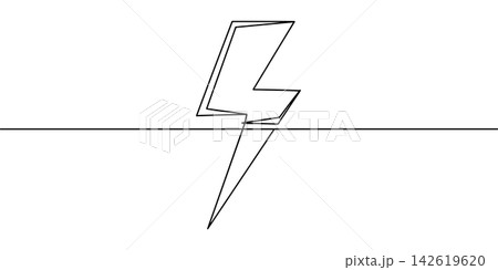 Continuous line drawing of a lightning bolt symbol Continuous line drawing of a lightning bolt symbol 142619620