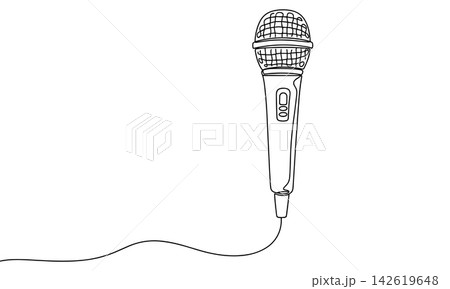 Continuous line drawing of a microphone, minimalist style illustration 142619648