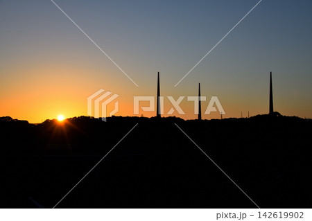 夕景の針尾送信所、針尾無線塔 夕景の針尾送信所、針尾無線塔 142619902