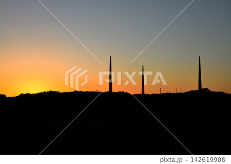 夕景の針尾送信所、針尾無線塔 夕景の針尾送信所、針尾無線塔 142619908