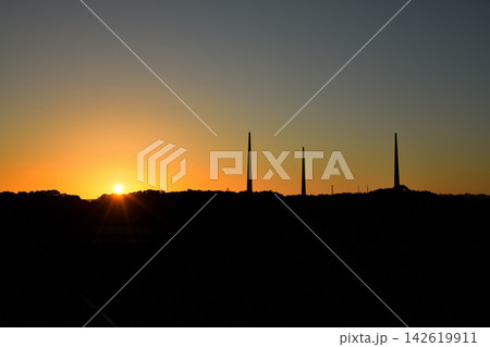 夕景の針尾送信所、針尾無線塔 夕景の針尾送信所、針尾無線塔 142619911