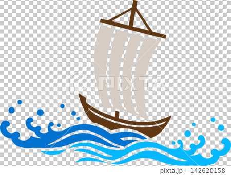 切り絵風 シンプルな帆かけ舟のイラスト 切り絵風 シンプルな帆かけ舟のイラスト 142620158