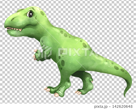 Watercolor Tyrannosaurus rex dinosaur isolated PNG illustration, featuring a cute hand-drawn green t-rex prehistoric predator character on a transparent background. Watercolor Tyrannosaurus rex dinosaur isolated PNG illustration, featuring a cute hand-drawn green t-rex prehistoric predator character on a transparent background. 142620648