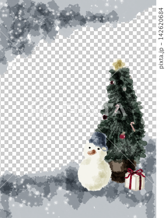 雪人與聖誕樹框架 雪人與聖誕樹框架 142620684