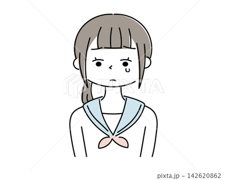 涙を流す女子学生のイラスト 涙を流す女子学生のイラスト 142620862