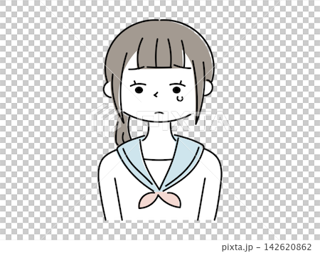 涙を流す女子学生のイラスト 涙を流す女子学生のイラスト 142620862
