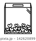 絵のないシンプルな透明の募金箱、大きめ、文字なし、ハートの線画（塗りあり）黒色バージョン 142620899