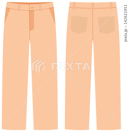 Flat Lay Vector Illustration of Peach Pastel Trousers Front and Back Flat Lay Vector Illustration of Peach Pastel Trousers Front and Back 142621951