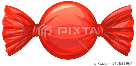 Single Red Wrapped Hard Candy Vector Illustration on White Background Single Red Wrapped Hard Candy Vector Illustration on White Background 142621964