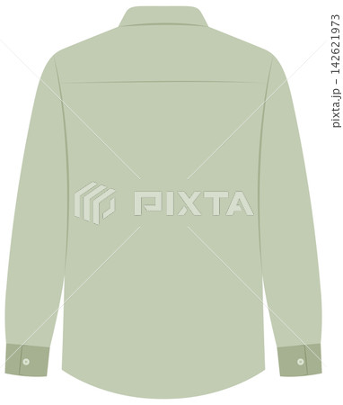 Back View Vector Template of Men's Long Sleeve Sage Green Dress Shirt Back View Vector Template of Men's Long Sleeve Sage Green Dress Shirt 142621973