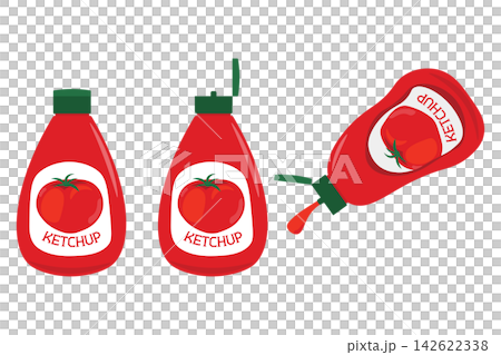 Tomato ketchup bottle illustration variation set Tomato ketchup bottle illustration variation set 142622338