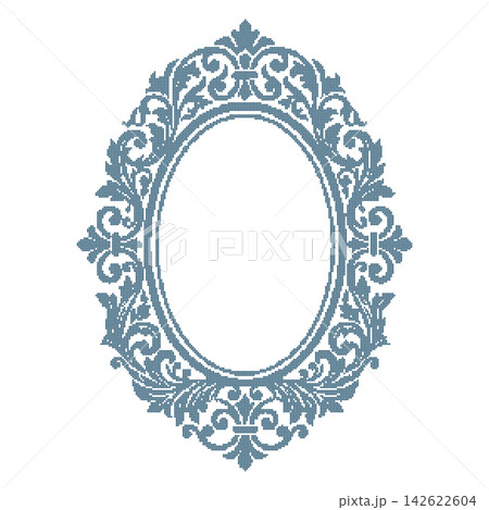Vector Cross Stitch Embroidery Corner Ornament on isolated Background with Vintage Decoration 142622604