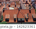 View of red rooftops in Prague during the day showing old buildings and architecture 142623361