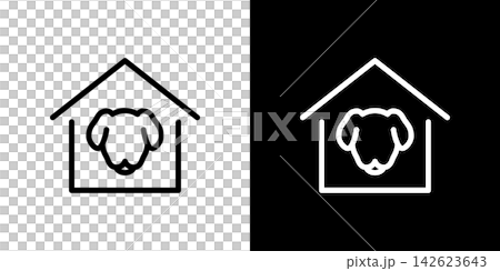 Doghouse/Dog home icon. Pet-friendly house. Doghouse/Dog home icon. Pet-friendly house. 142623643