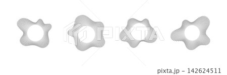 Radial sound wave pattern with concentric circular lines creating abstract music visualization. Radial sound wave pattern with concentric circular lines creating abstract music visualization. 142624511