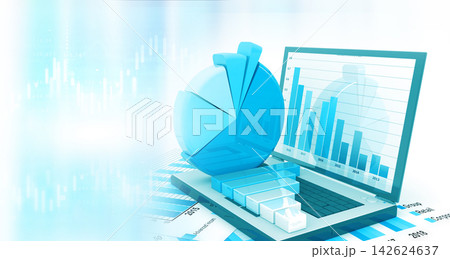 Business graph on laptop computer Business graph on laptop computer 142624637