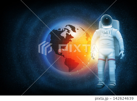 Astronaut in the Space Suit Explores Space 142624639