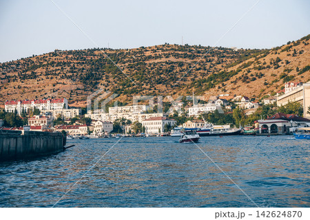 Balaklava, Crimea, View panorama old part city sunny summer day Balaklava, Crimea, View panorama old part city sunny summer day 142624870