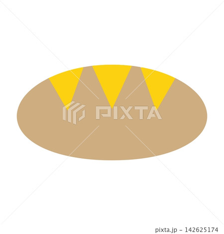 Simple Flat Vector Illustration Of Bread Loaf With Yellow Slices Simple Flat Vector Illustration Of Bread Loaf With Yellow Slices 142625174